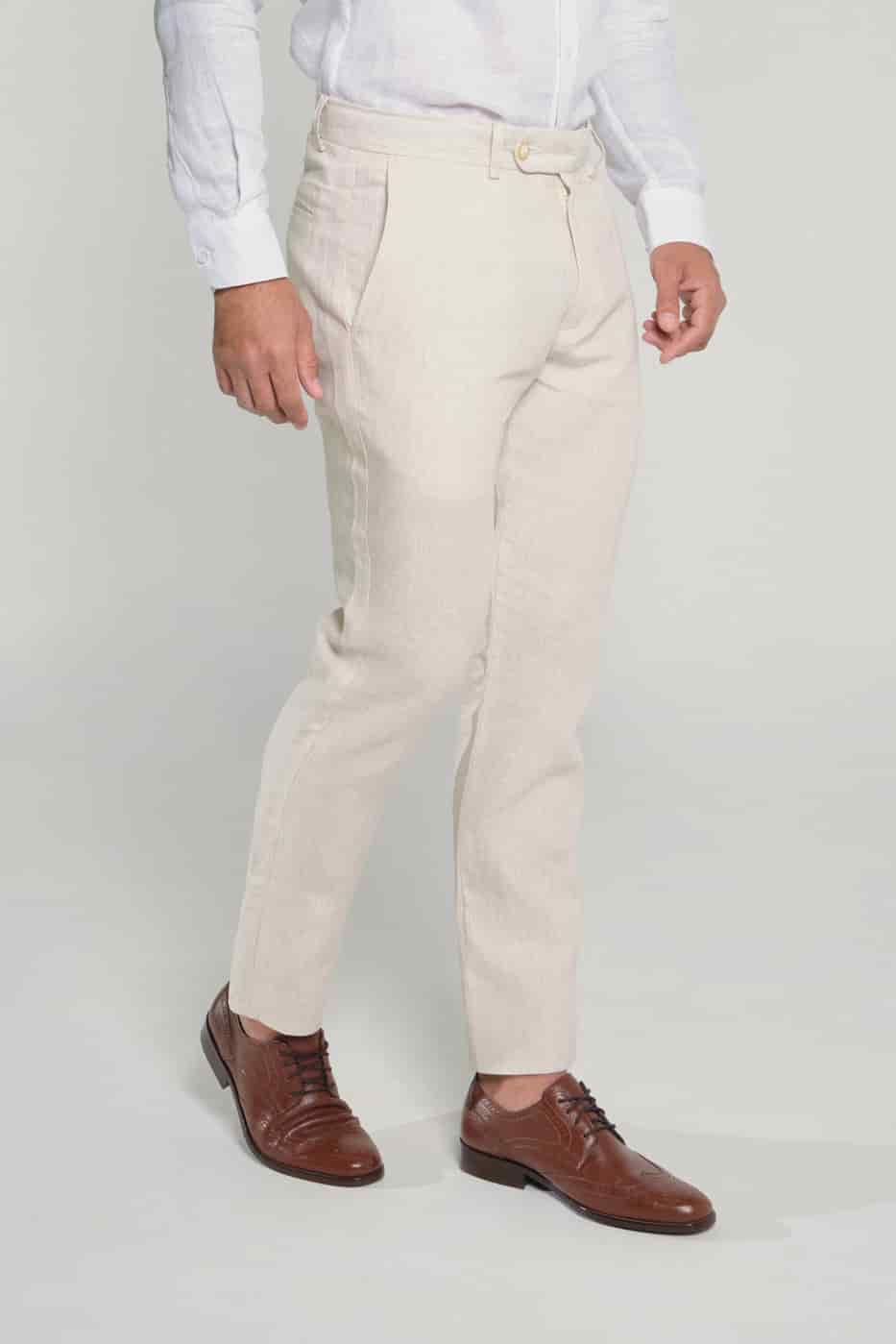 Pantalón Slim Fit Lino Bolivia Arena Rayas - miniatura 5