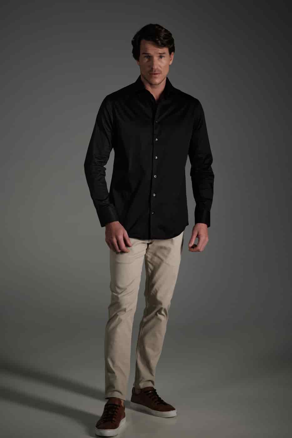 Camisa Slim Algodón Pima Negro - miniatura 2