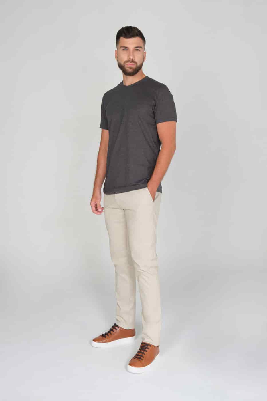 T-shirt Slim Fit 100% Gris Plomo Jaspeado - miniatura 3