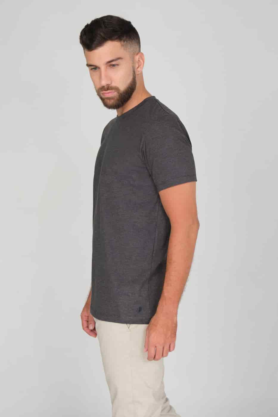 T-shirt Slim Fit 100% Gris Plomo Jaspeado - miniatura 4
