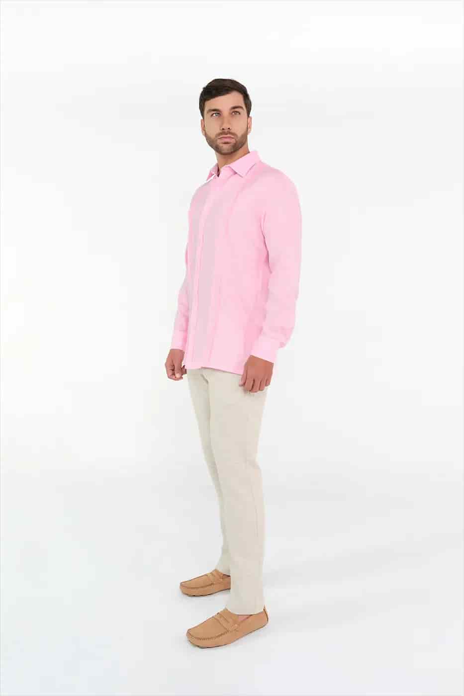 Guayabera Classic Fit 100% Lino Rosado - miniatura 6