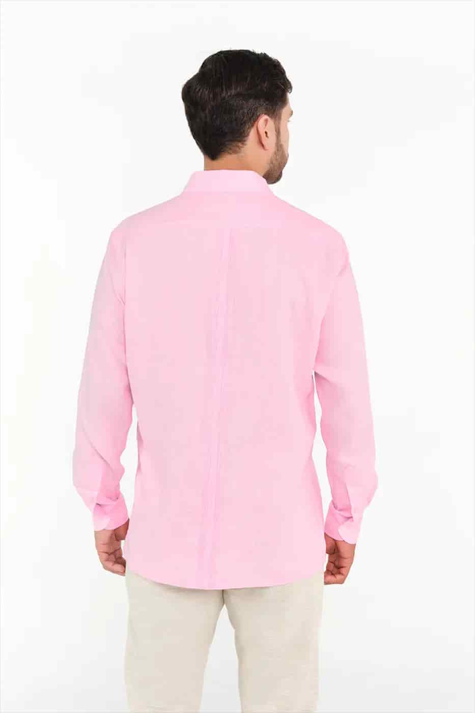 Guayabera Classic Fit 100% Lino Rosado - miniatura 7