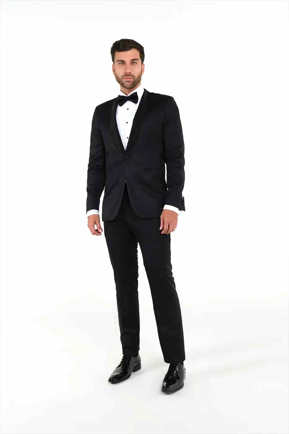 Traje Smoking Slim Fit Paño Negro - miniatura 10