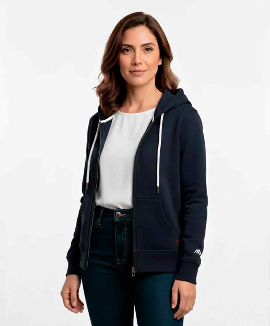 Buzo abierto con Capota Mujer Azul Oxford - miniatura 2