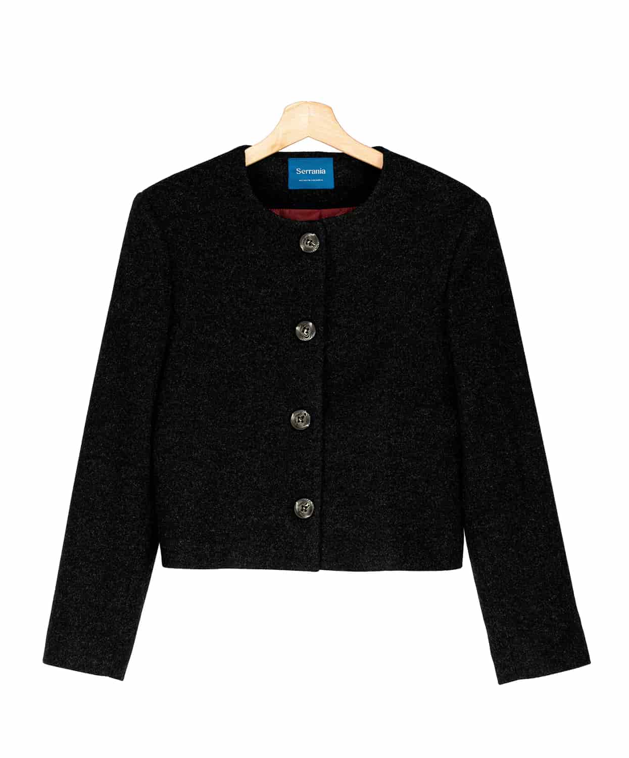 Chaqueta Cropped en Paño Negro Varsovia - miniatura 3