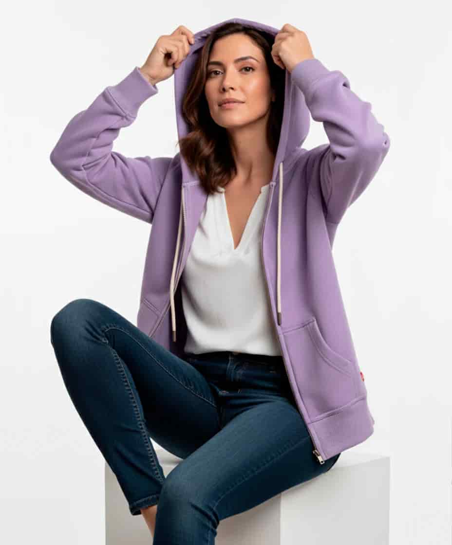 Buzo abierto con Capota Mujer Malva - miniatura 5
