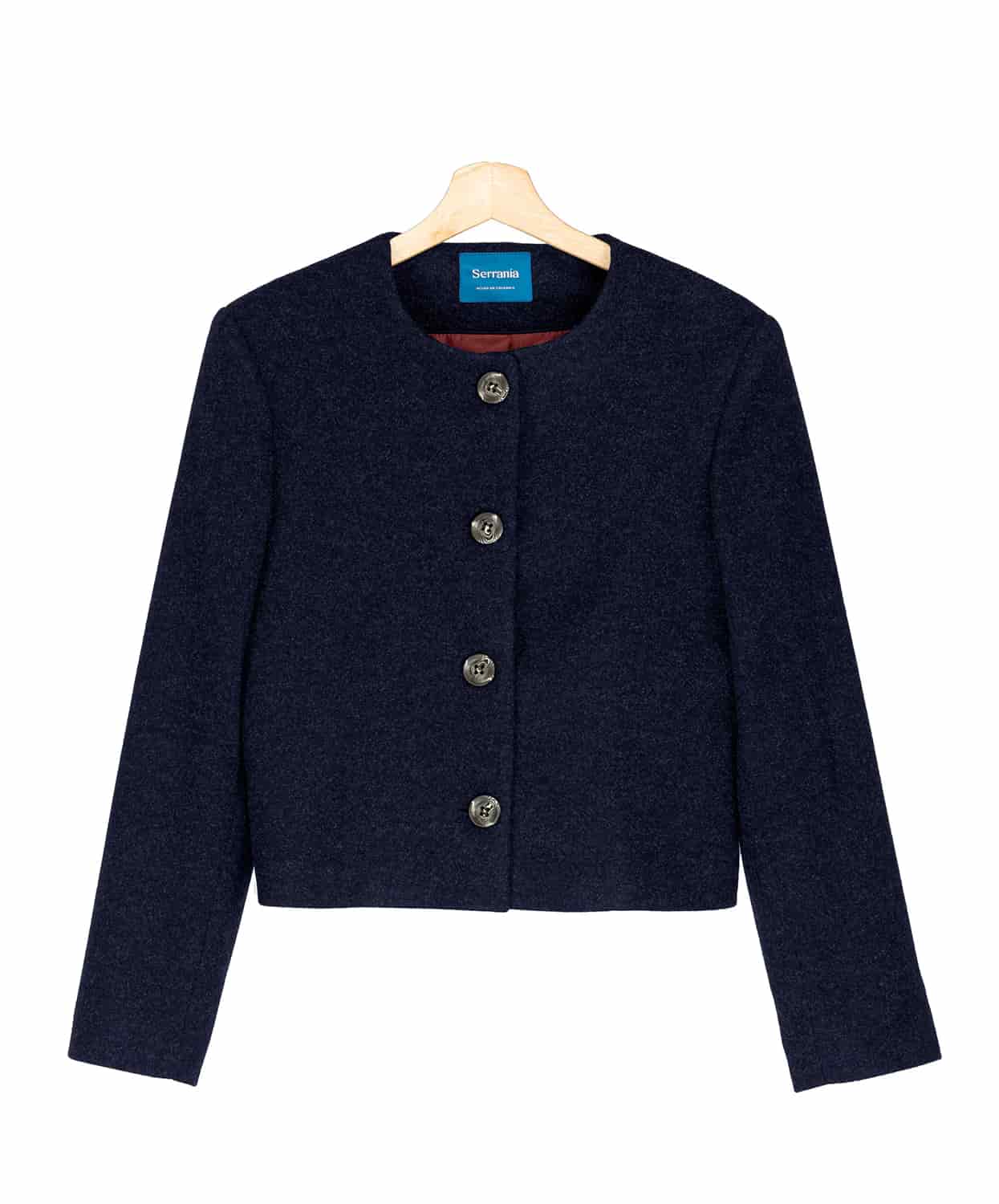 Chaqueta Cropped en Paño Azul Toronto - miniatura 3