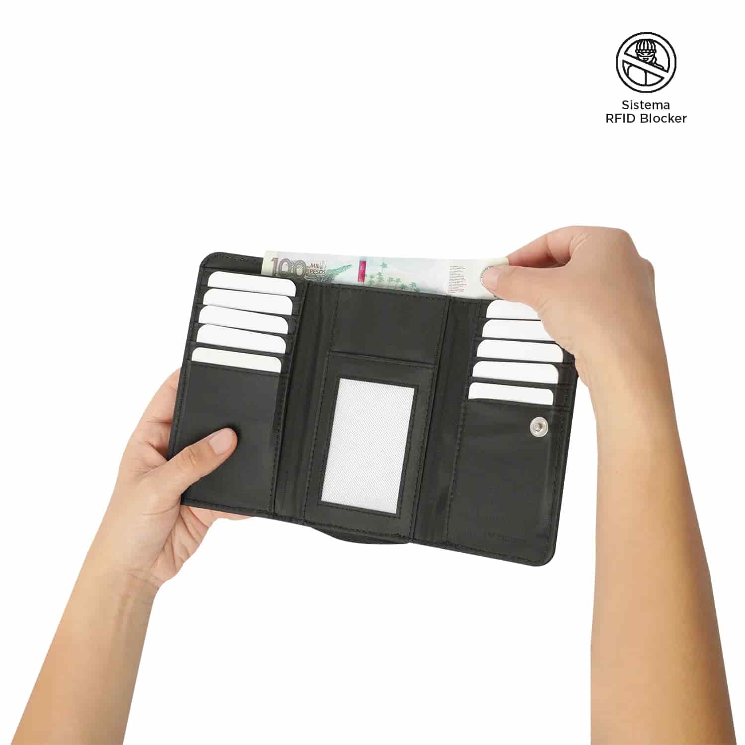 Billetera Texture Var con RFID Blocker Negra - miniatura 4