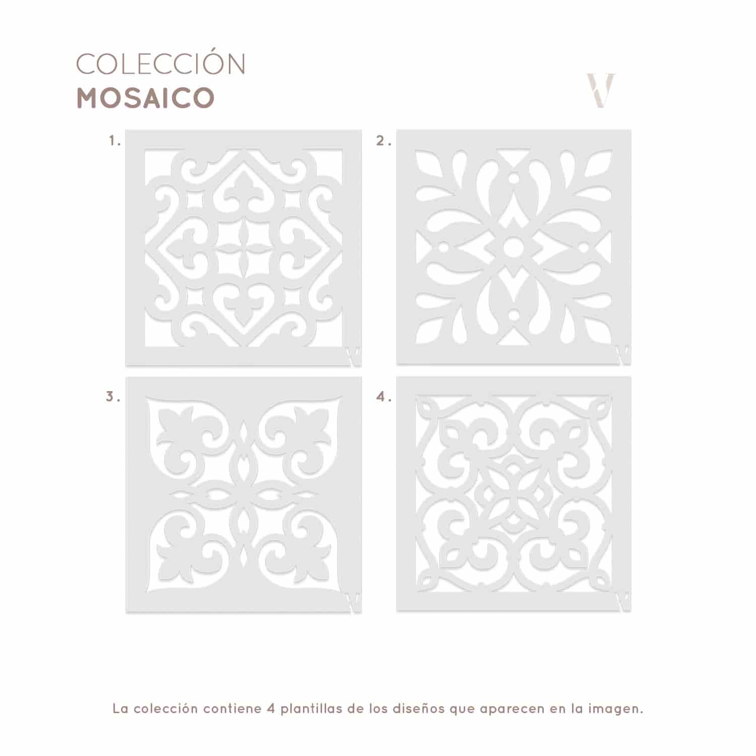 Plantillas para pintar, Vamarú Stencils, Colección Mosaico 25x25cm, 4und - miniatura 2