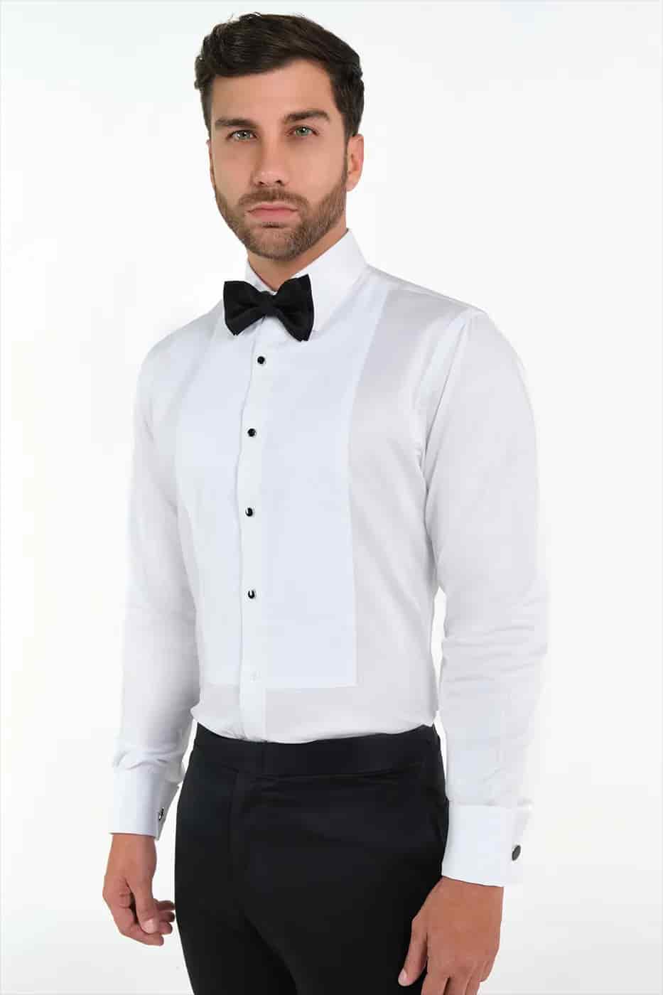 Camisa Smoking Slim Fit 100% Algodón Blanco - miniatura 3