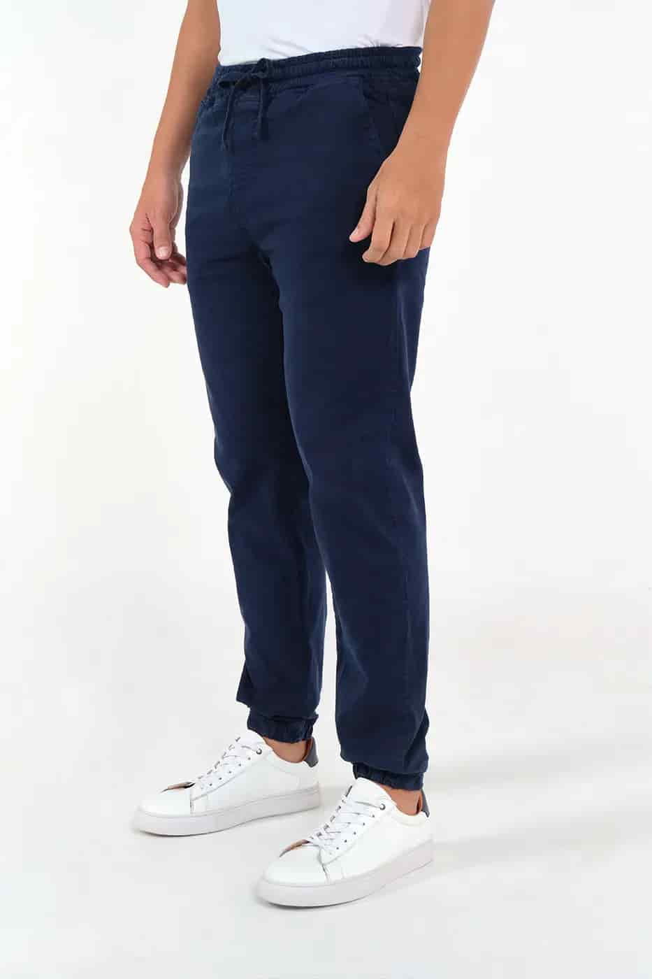 Pantalón Jogger Slim Fit Mezcla Algodón Azul Oscuro - miniatura 2
