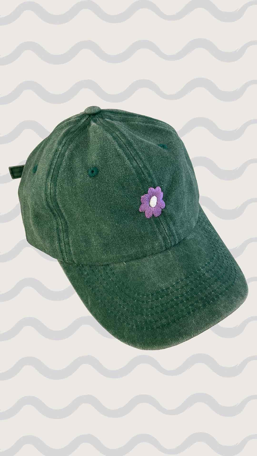 gorra flor bordada - verde - miniatura 1