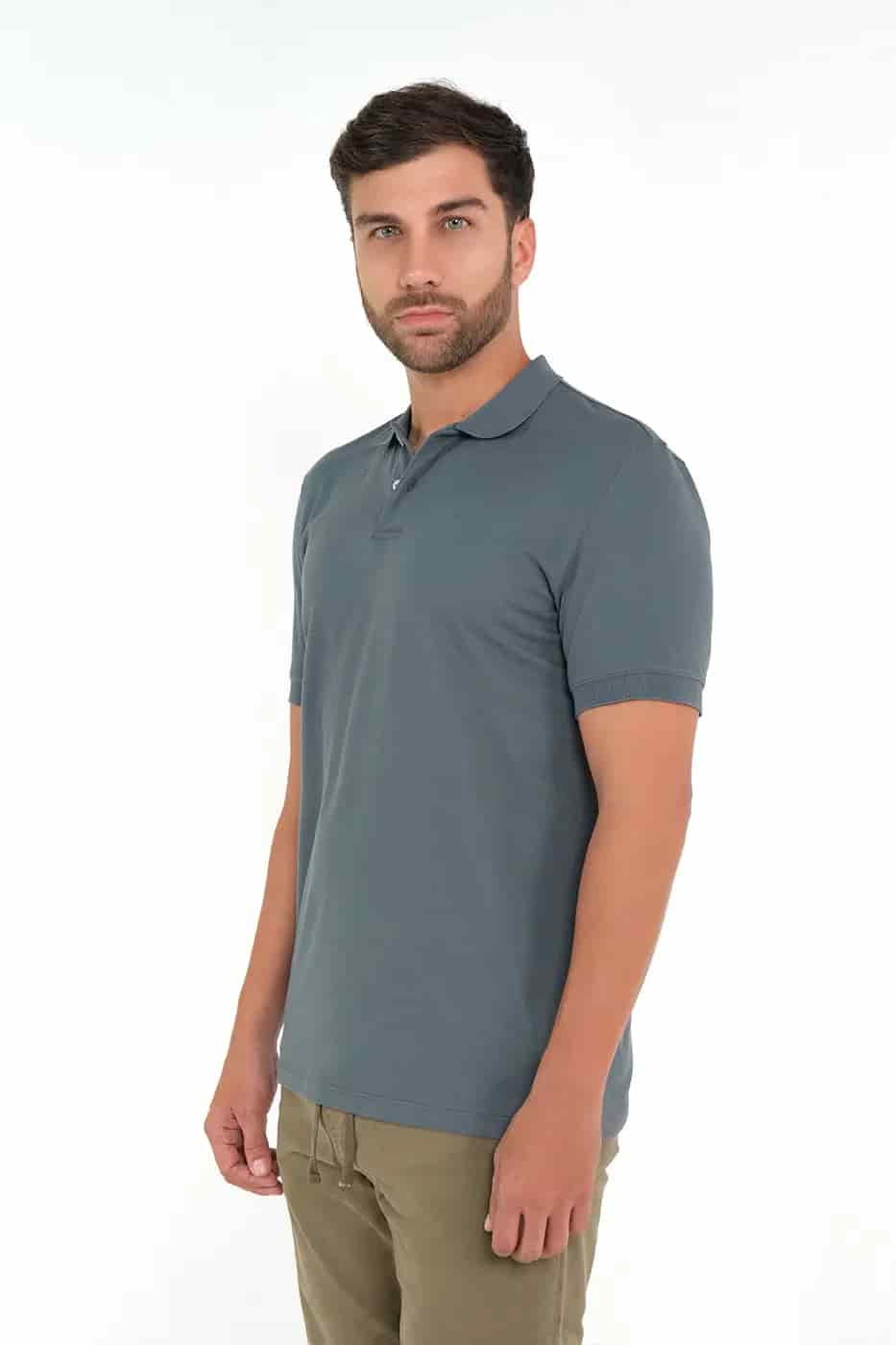 Camiseta Polo 100% Algodón Azul Stormy - miniatura 4
