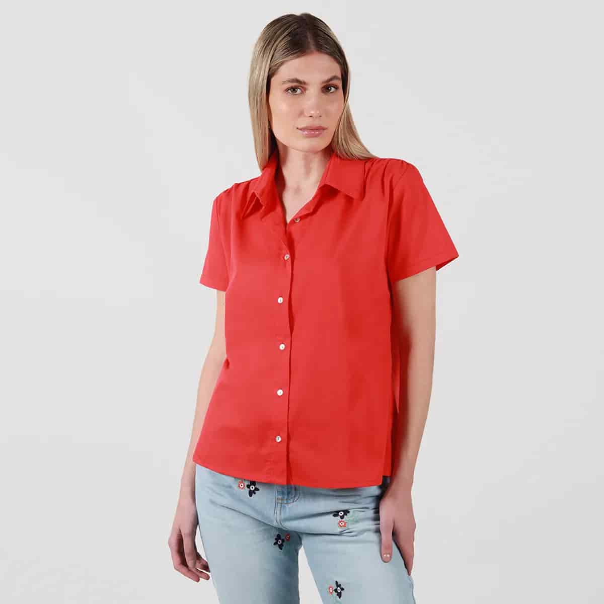 Blusa cuello camisero manga corta - miniatura 36