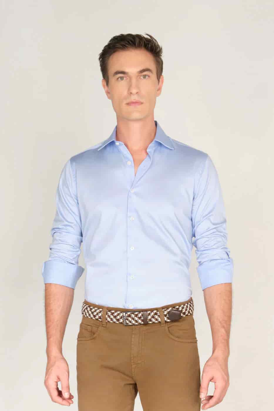 Camisa Classic Algodón Pima Azul Claro - miniatura 4