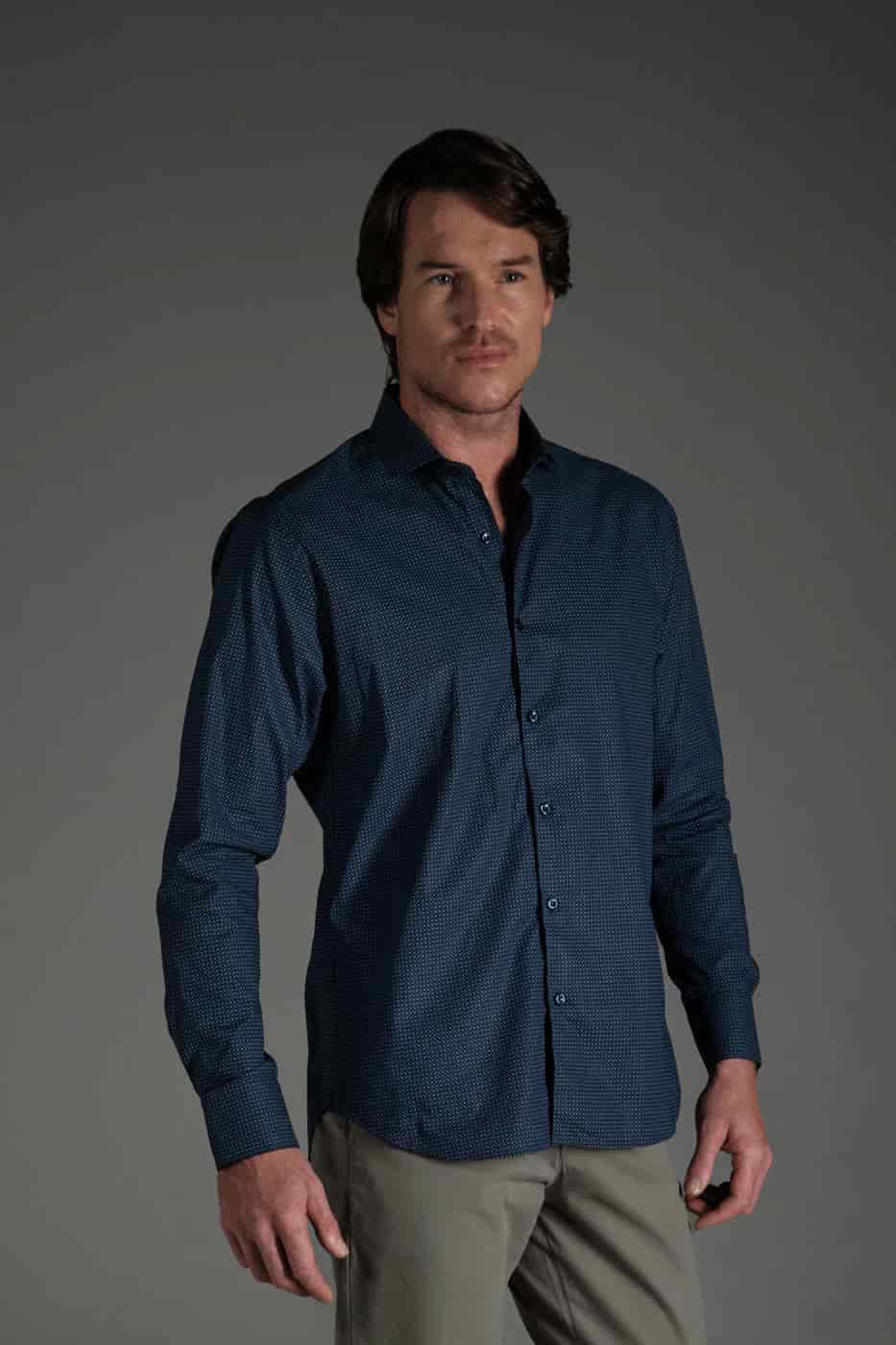 Camisa Casual Classic Algodón Azul Navy Mini Print - miniatura 4
