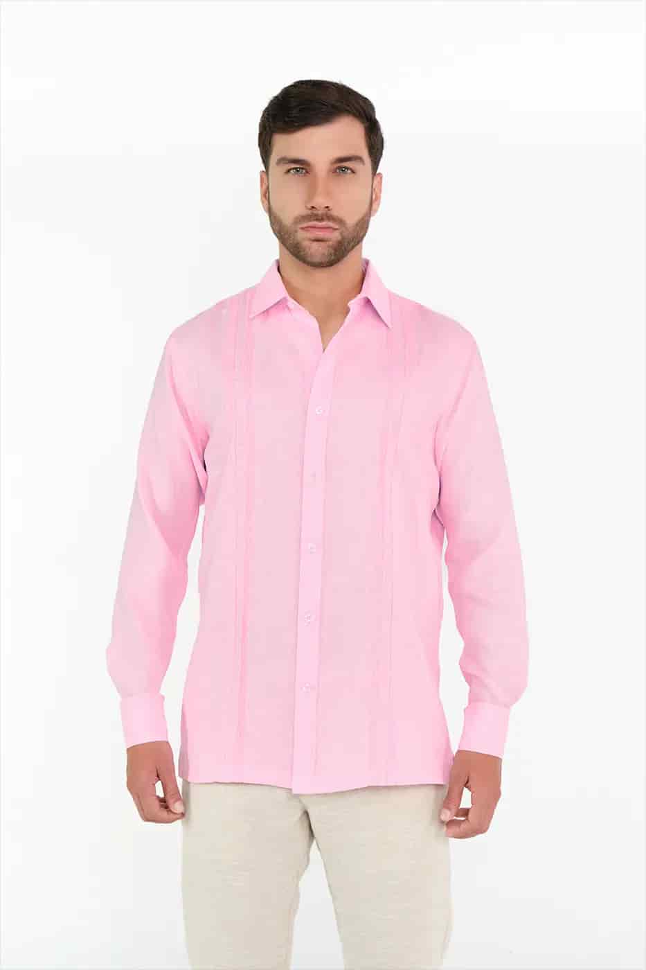 Guayabera Classic Fit 100% Lino Rosado - miniatura 4