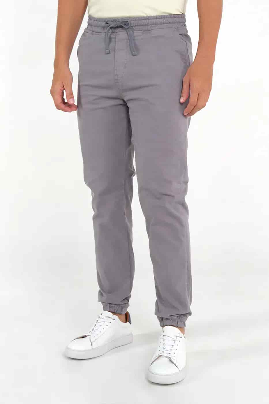 Pantalón Jogger Slim Fit Mezcla Algodón Gris - miniatura 4