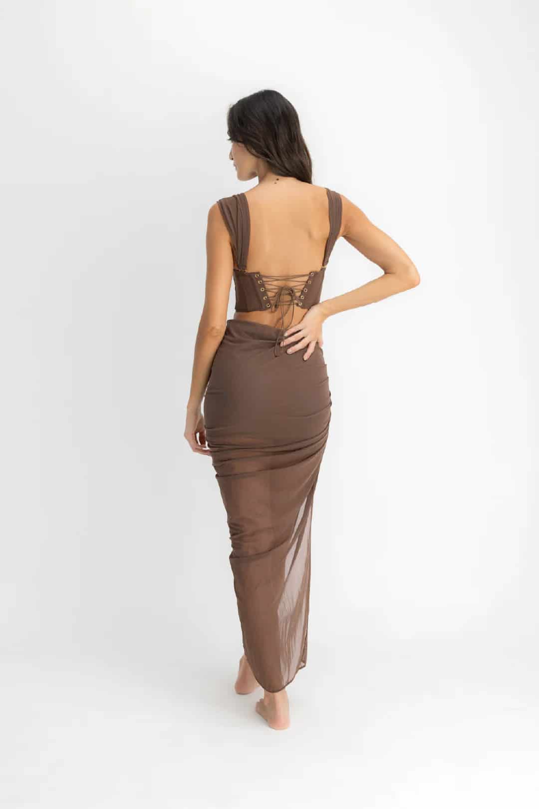 SET CROP TOP, FALDA & PANTY AISA ESPRESSO - miniatura 8