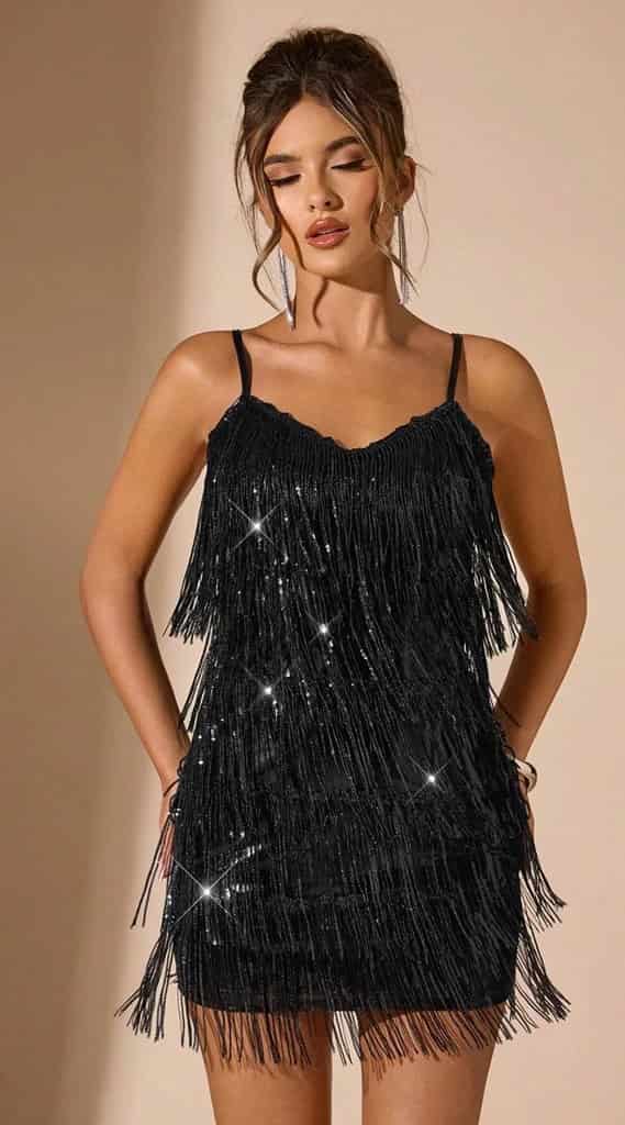 Minivestido negro brillante SH-011359-NEG-M - miniatura 4