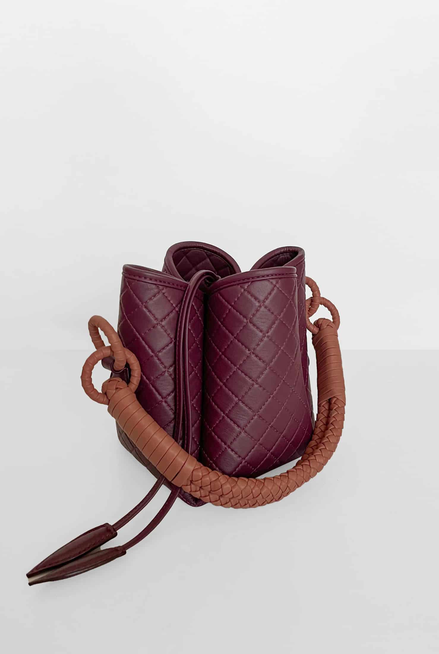 Tulip Mini Bucket Bag, Burgundy & Brandy - miniatura 3