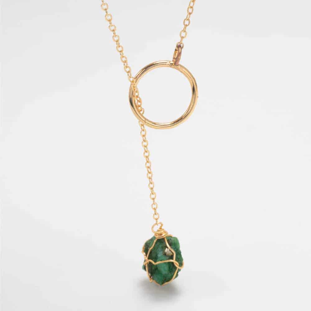 Collar Cadena Piedra Esmeralda - miniatura 3