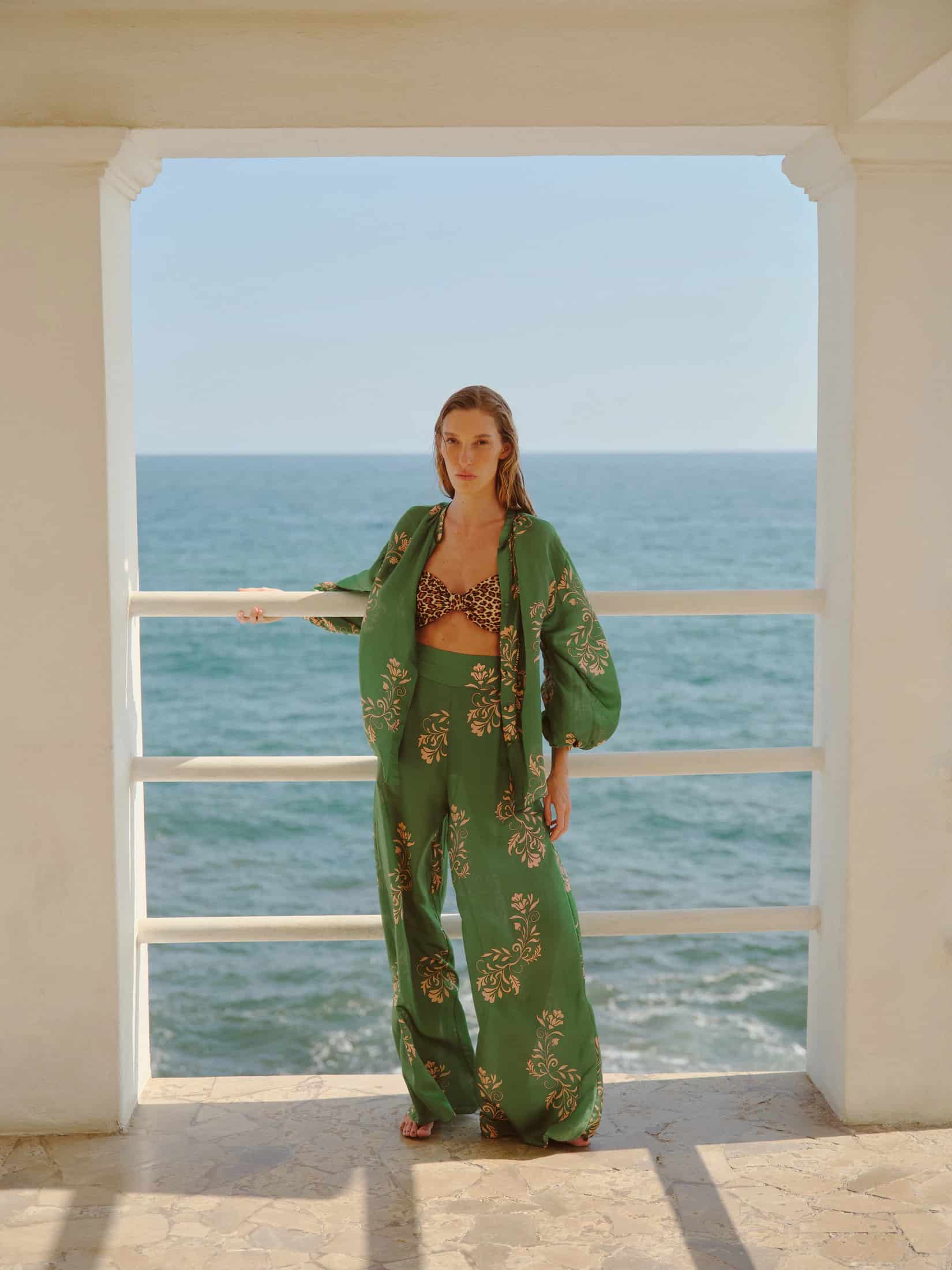 Fiol Cotton Silk Pants / Green Buganvilias - miniatura 5
