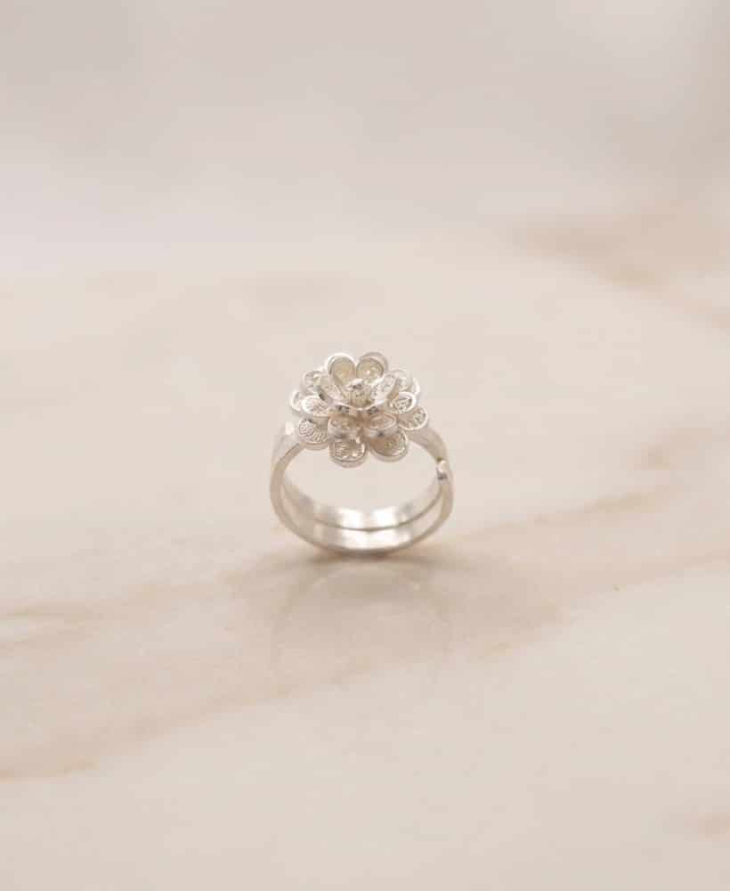 Anillo Flor ajustable en Plata ley 950 Filigrana - miniatura 1