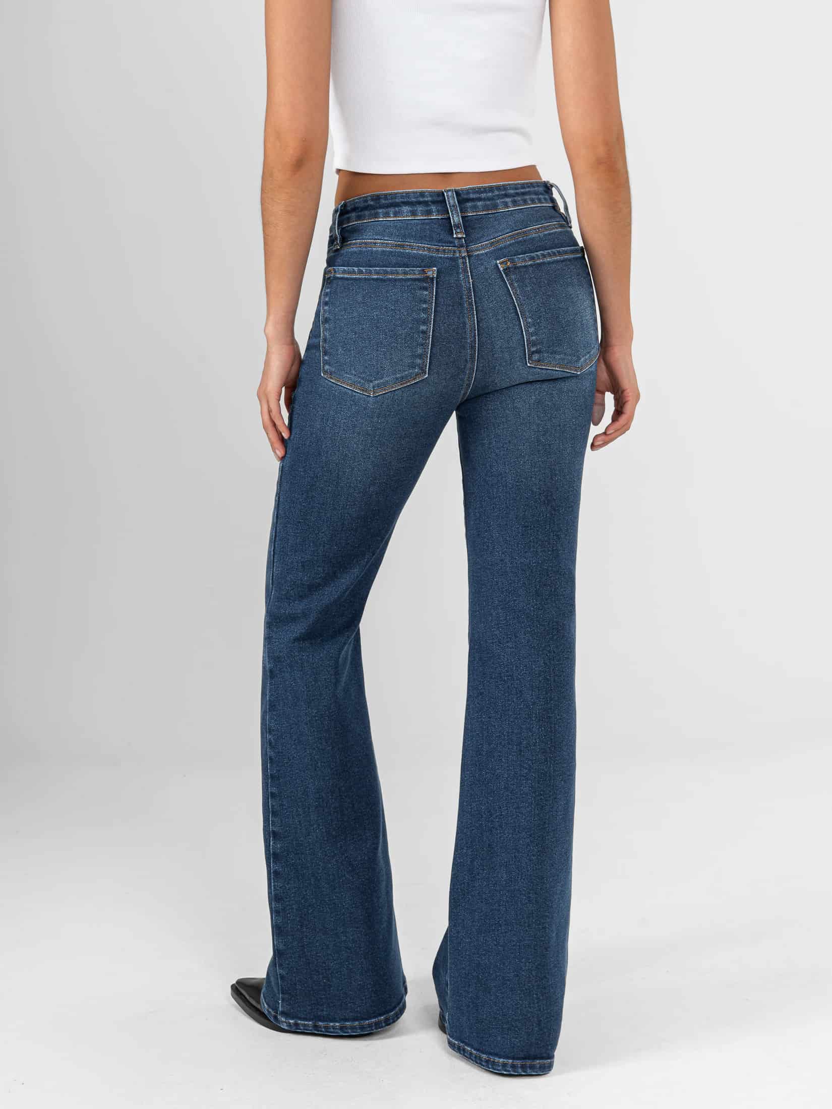 Ref: 066435 Jean flare stretch, bota ancha, tiro alto, tono azul oscuro - miniatura 2