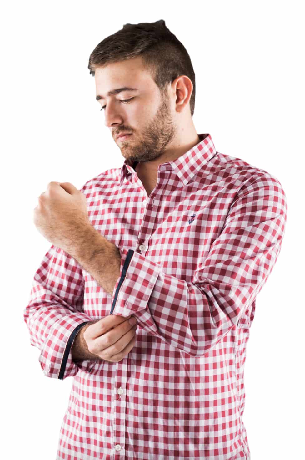 Camisa roja cuadros bancos a navy - miniatura 2