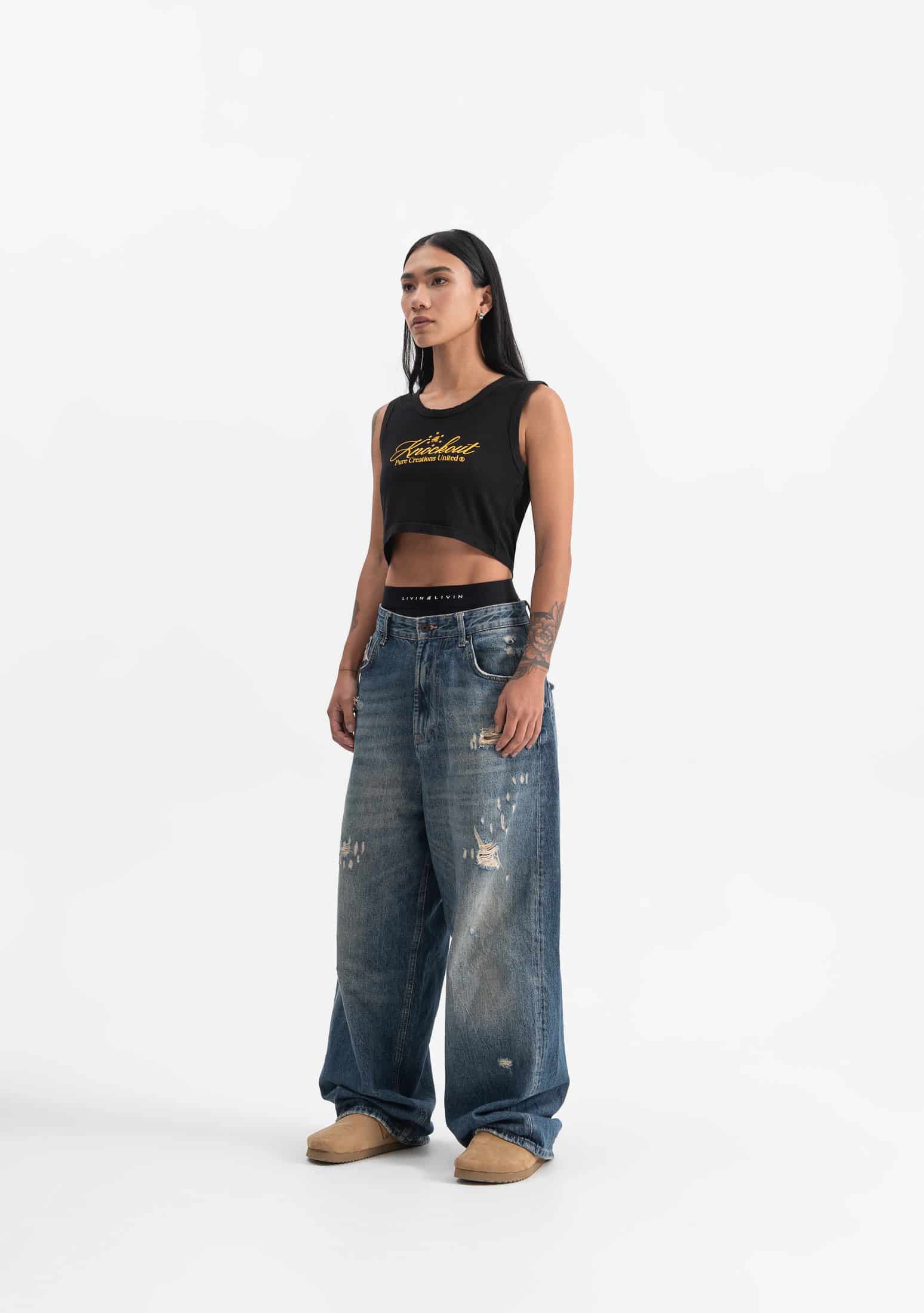 knockout black crop top - miniatura 5