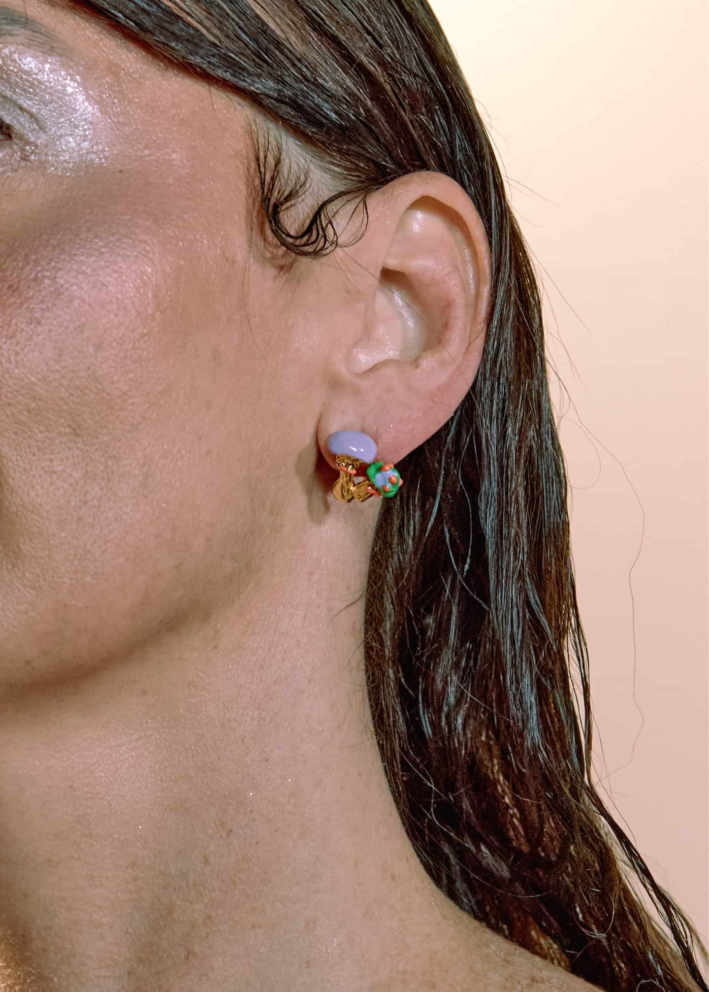 Aretes Seta y setica Azul rosa - miniatura 3