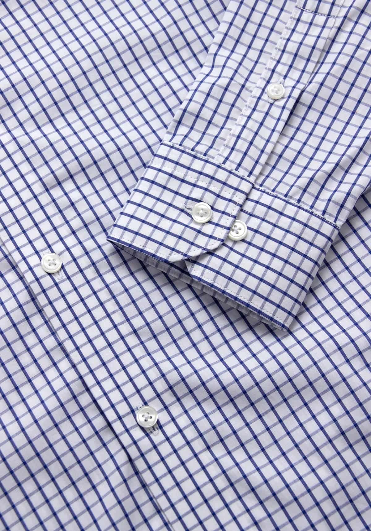 Camisa Popelín Cuadro Ventana Algodón Azul Tinta - miniatura 3