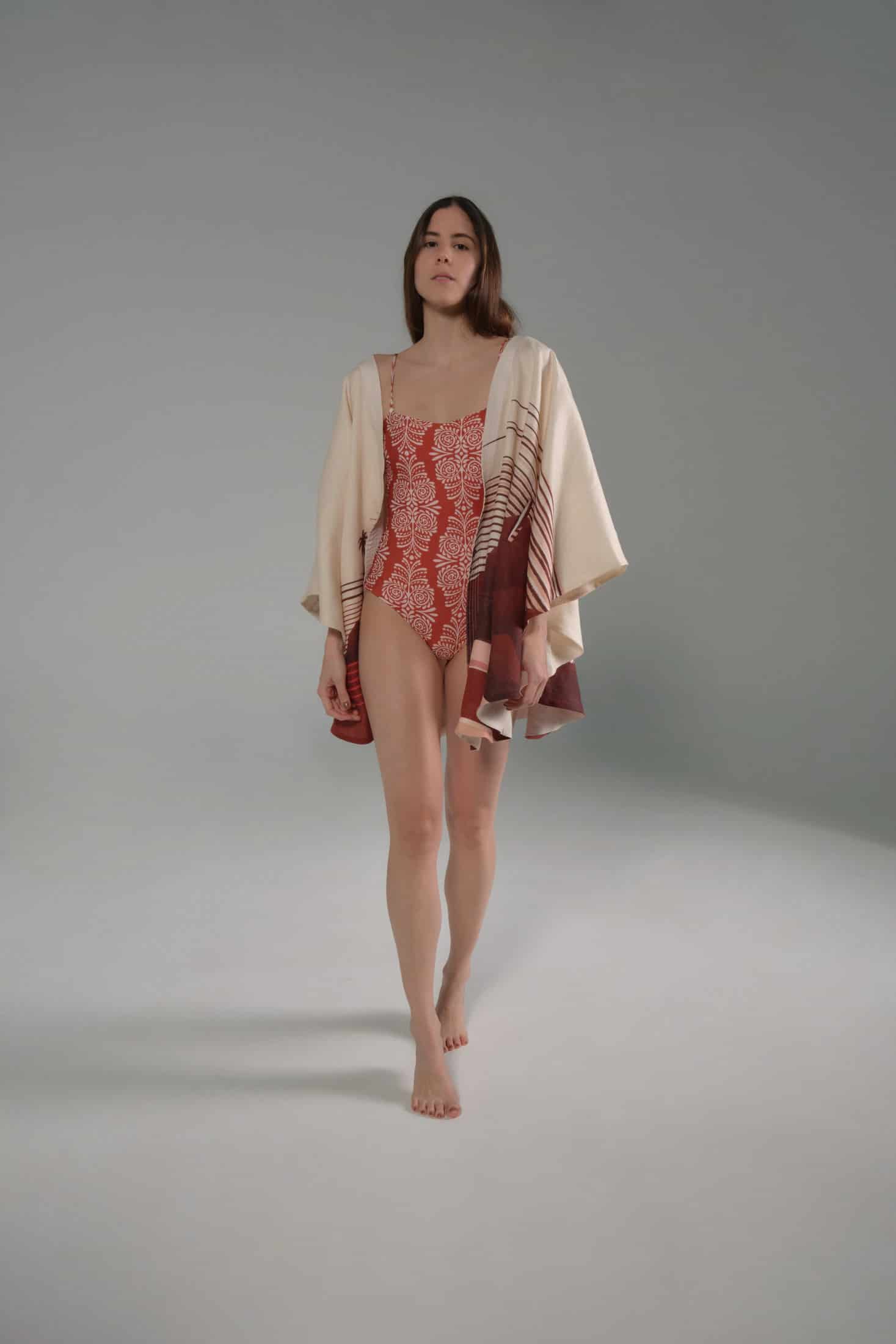 Las Balsas One Piece / Red Arabesque - Orange Stripes - miniatura 2