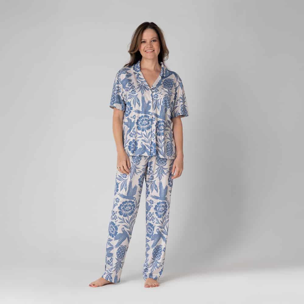 Conjunto de Pijama Pantalón Largo Trópico Azul. - miniatura 1