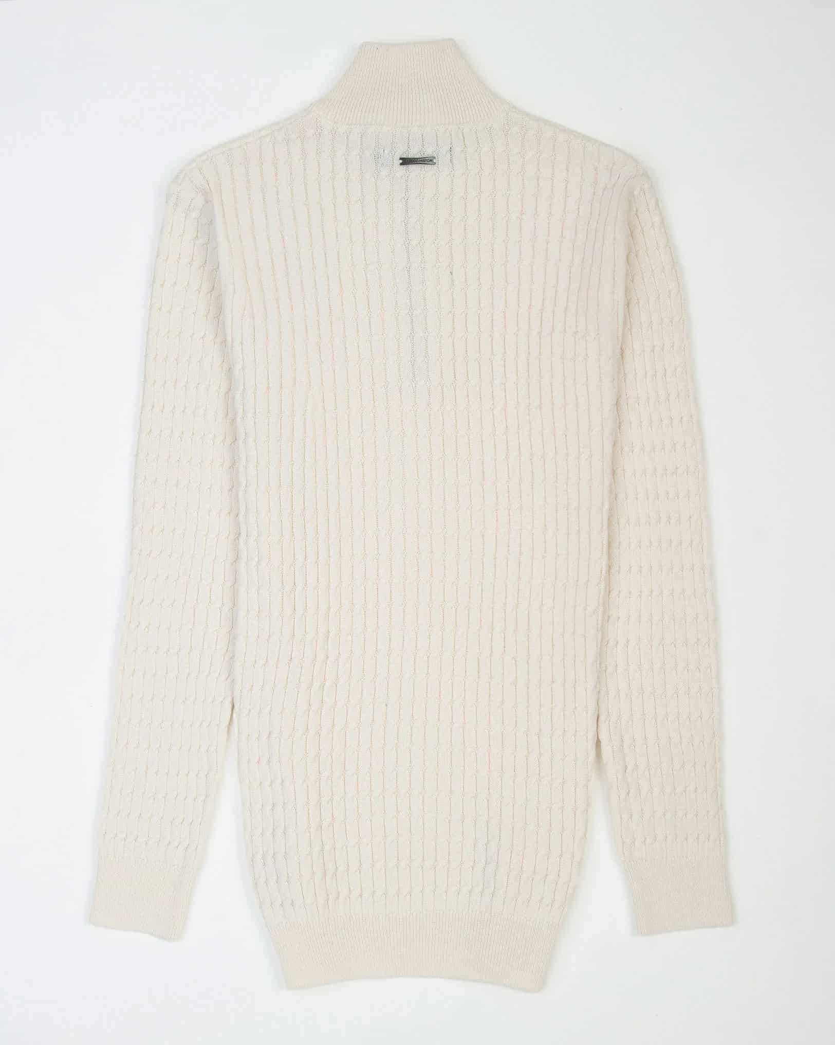 Saco Trenzado Half Zip Algodón Crema - miniatura 8