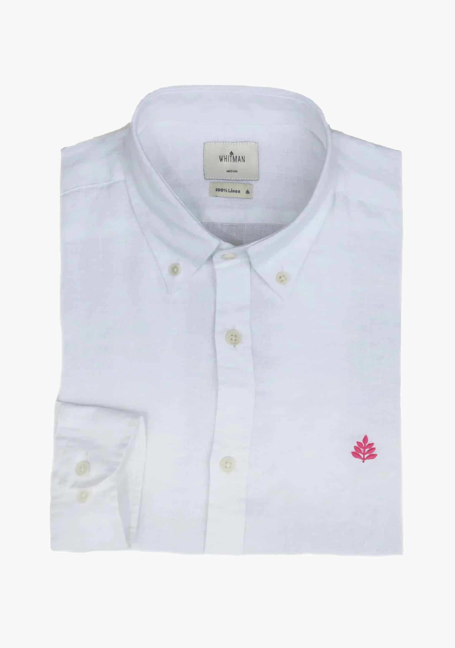 Camisa Lino Cuello Button Down Blanco - miniatura 4