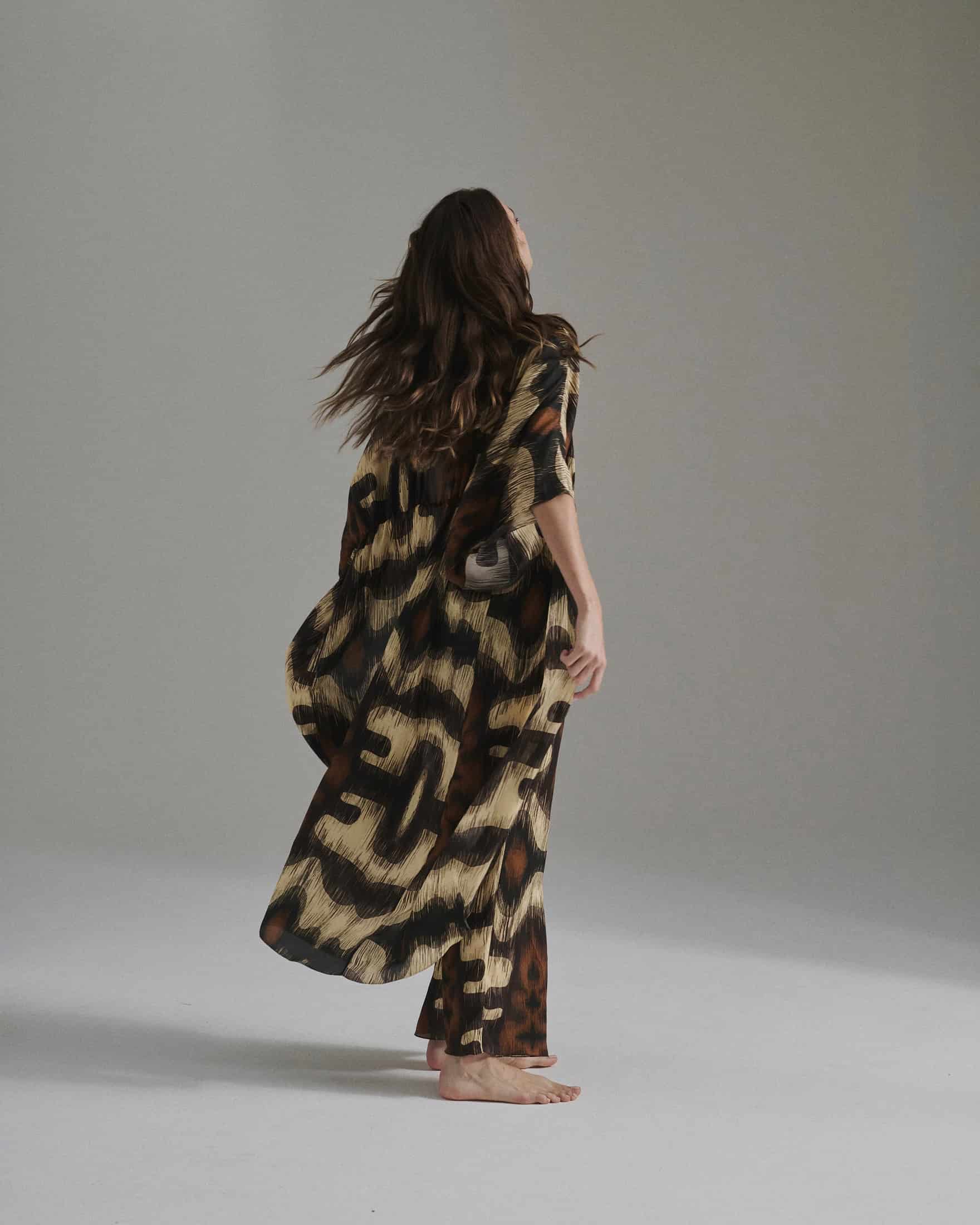 San Cipriano Martellato Silk Tunic / Brown Ikat - miniatura 3