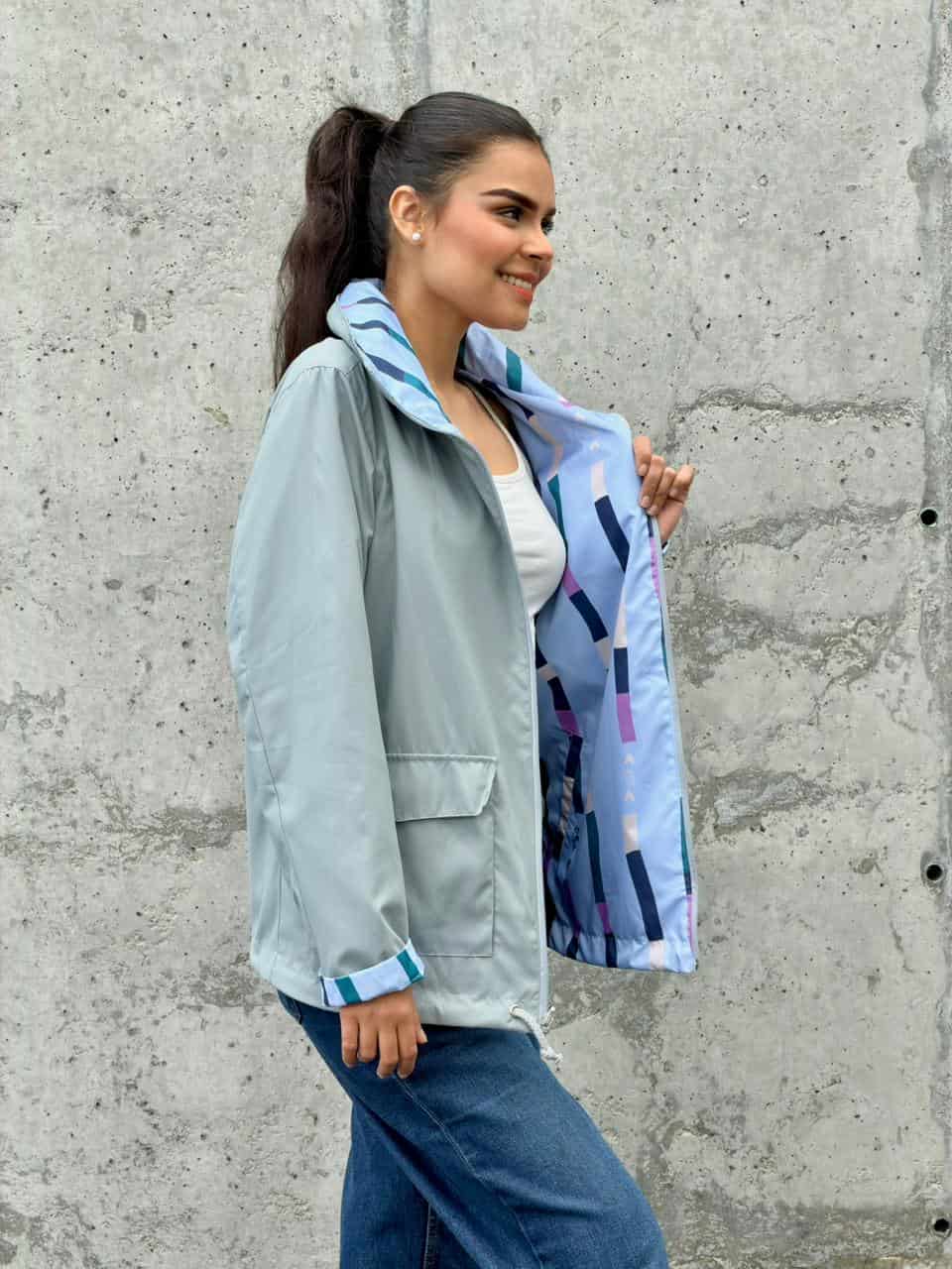 Chaqueta Doble Faz Azul Gris - miniatura 6