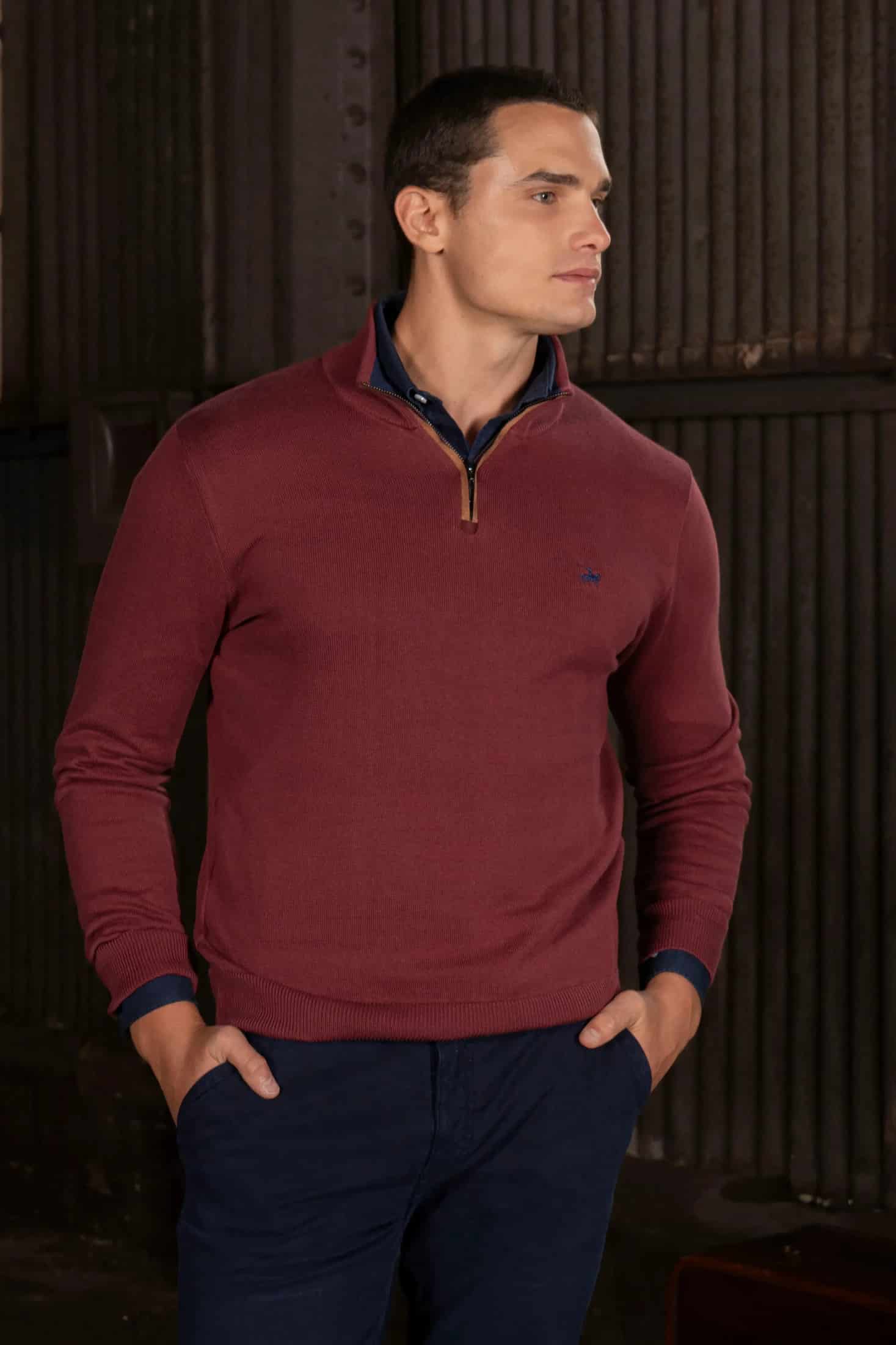 Suéter Halfzip Legacy Hombre Vinotinto - miniatura 1