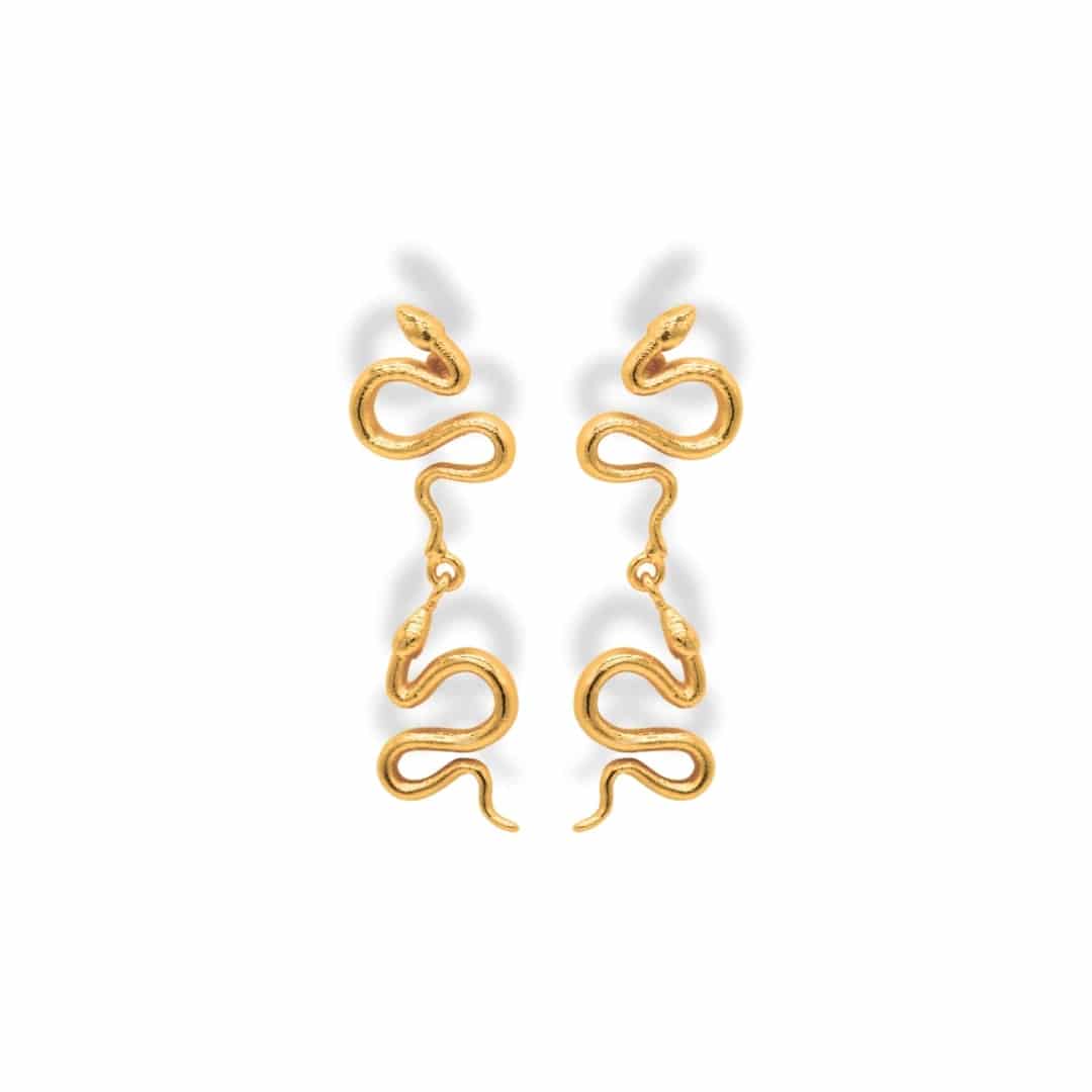 Aretes largos con serpiente grande - miniatura 2