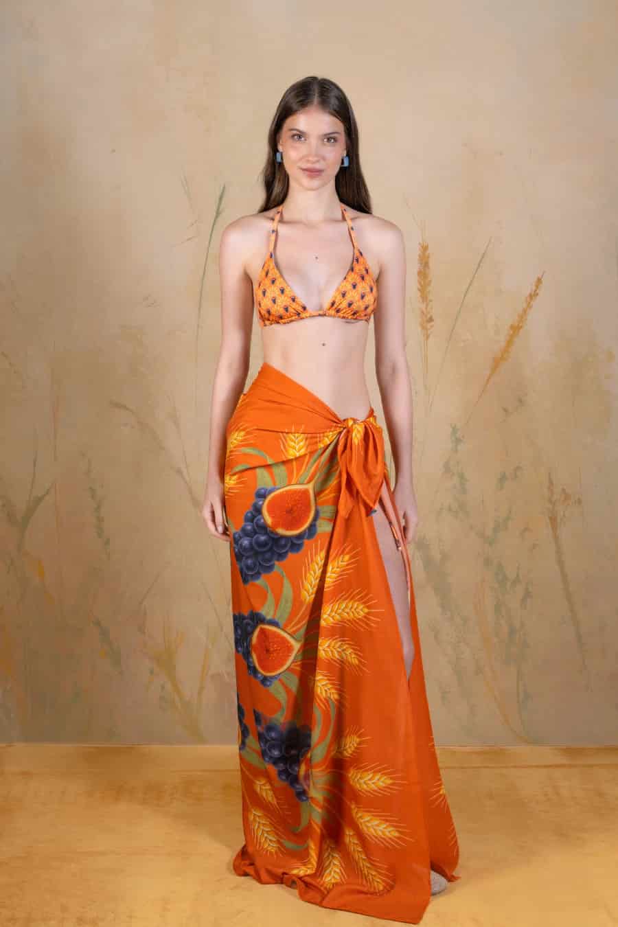 Women's Annona long cotton sarong terracotta - miniatura 1