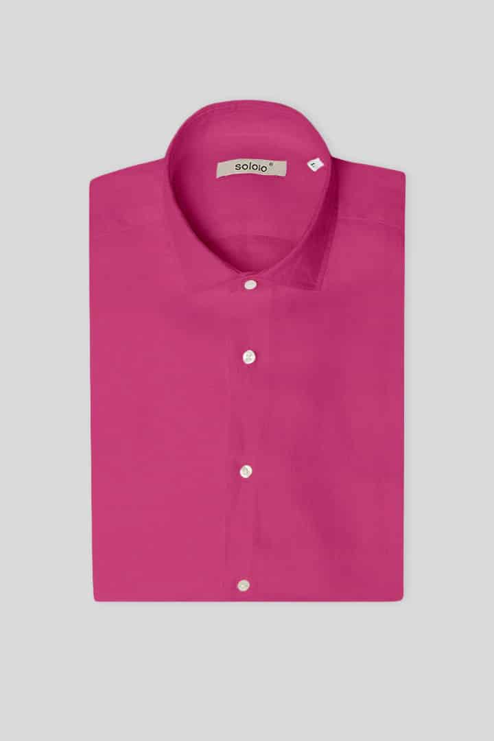 Men's linen shirt fuchsia purple - miniatura 3