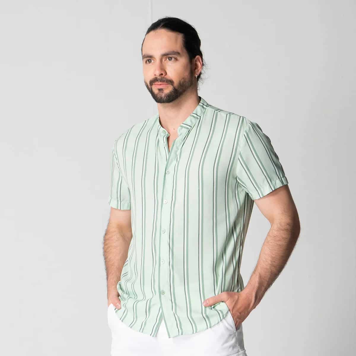 Camisa Rallas Manga Corta Slim Garnica - miniatura 2