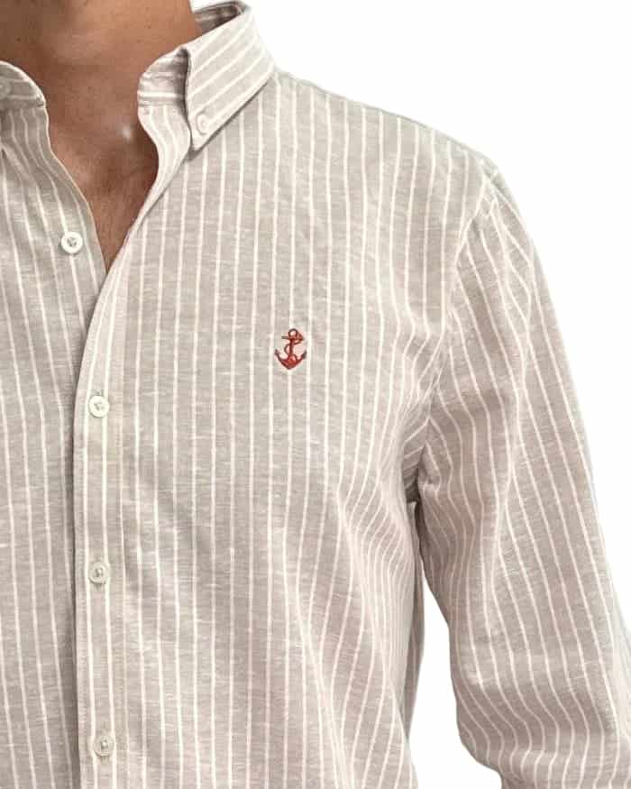 Camisa de Lino Arena y Rayas Blancas - miniatura 10