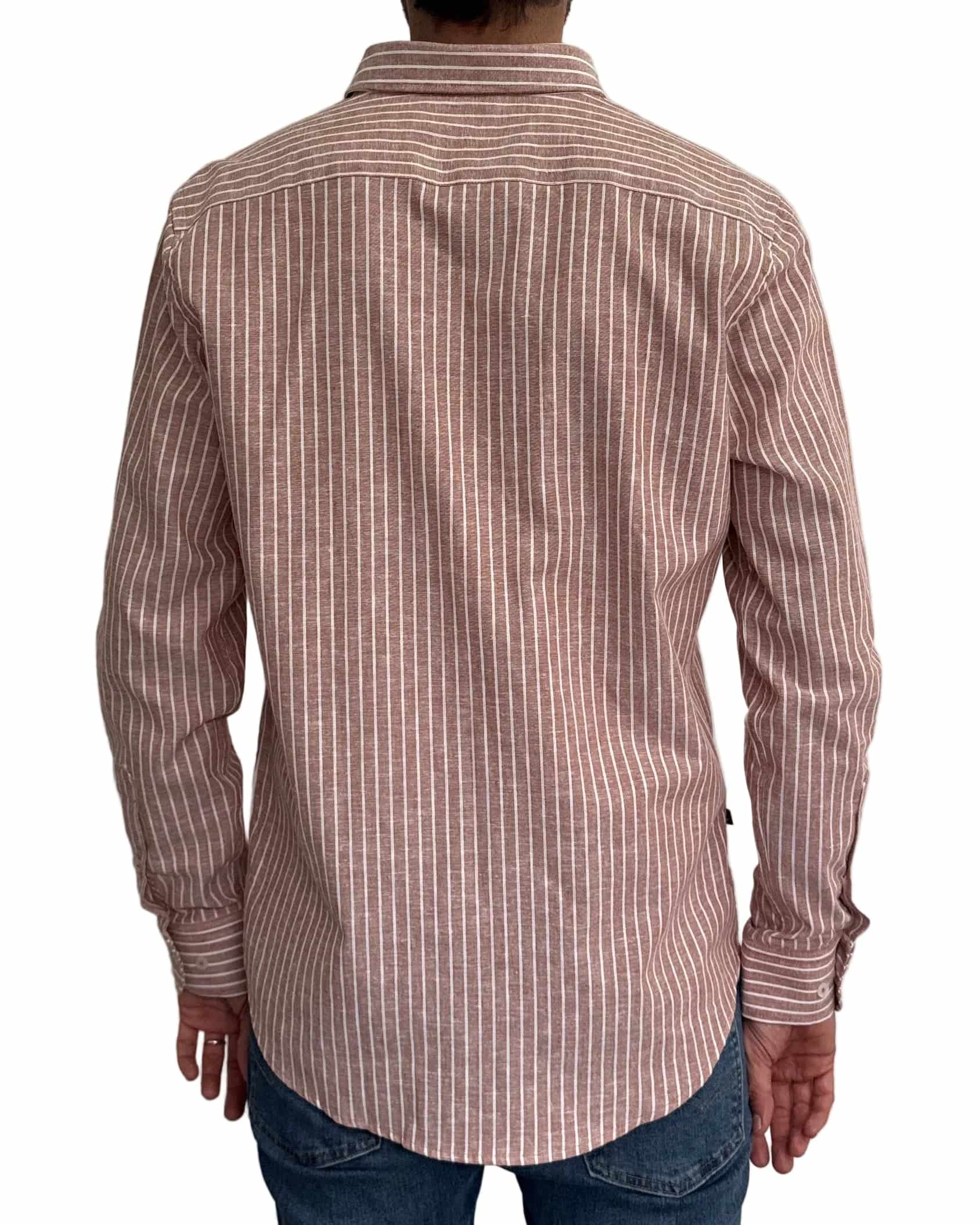 Camisa de Lino Arena y Rayas Blancas - miniatura 4
