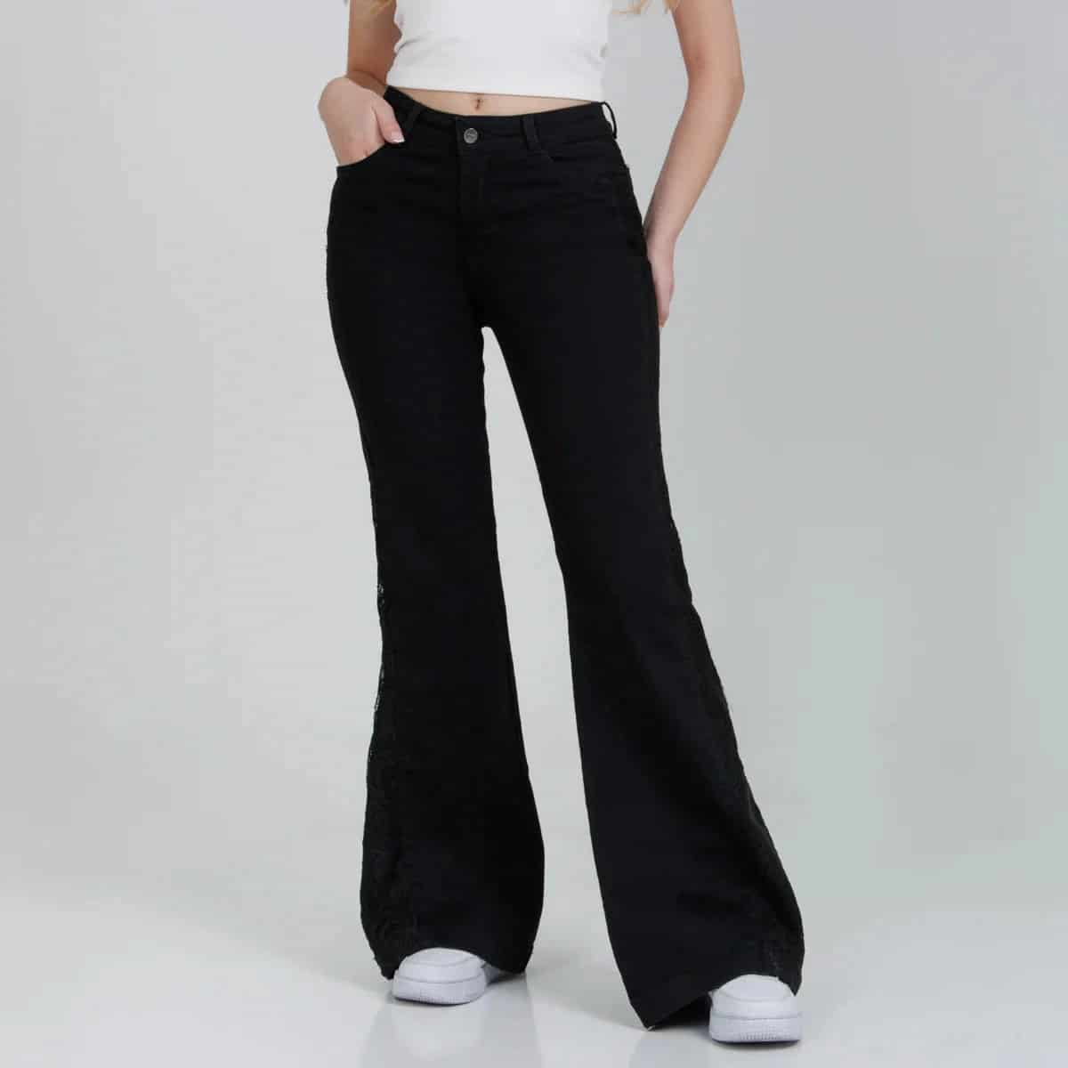 Jean Flare Negro Ox-3017 LIcrado - miniatura 3