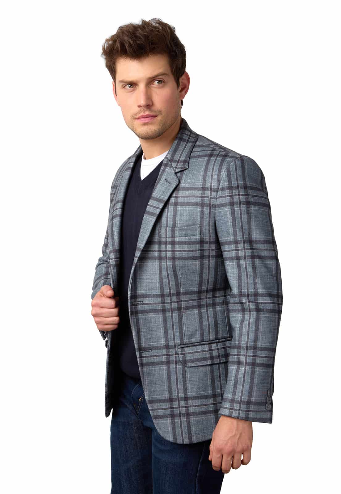 Blazer estampado negro a cuadros - miniatura 1