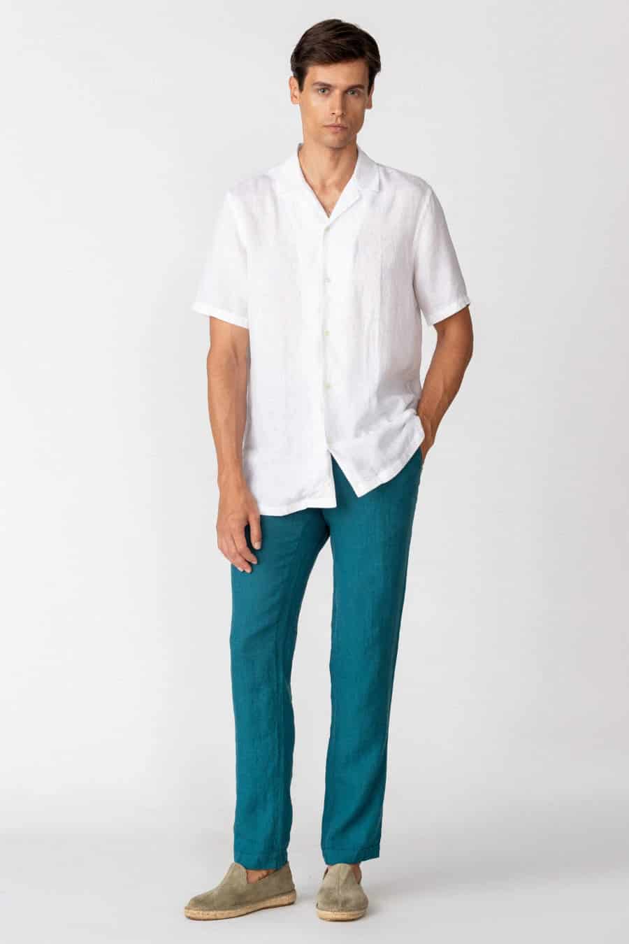 Men's linen shirt white epiro - miniatura 5