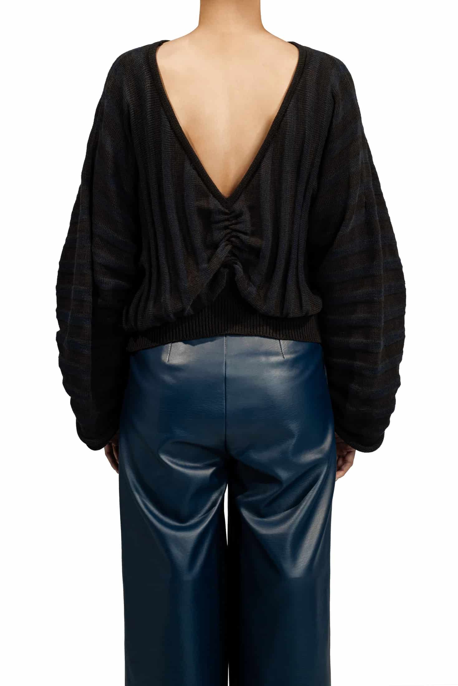 TWO TONE KNITTED RIBBED SWEATER - miniatura 3
